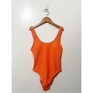 Cotton On Orange Ribbed Scoop Back Cheeky One Piece Size Medium